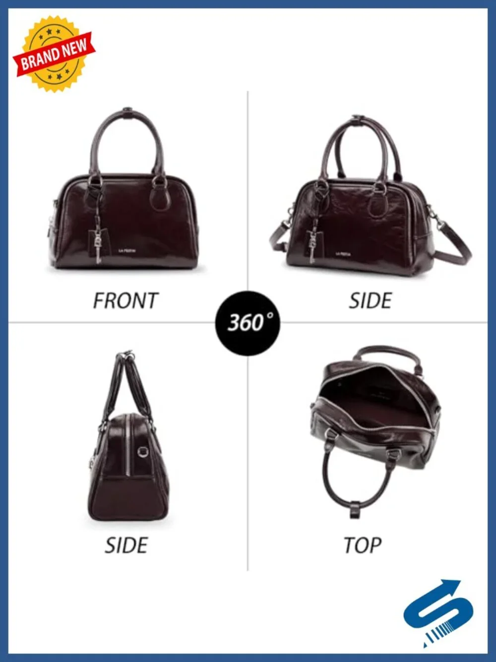 Genuine Leather Top Handle Convertible Crossbody Bag Women